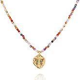 LOILAM Lesbian Rainbow Beaded Necklace, with Butterfly Pendant 18k Gold Plated, Lesbian Gifts, Pride Accessories