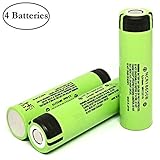 Panasonic NCR18650B High Drain Li-ion 3.7V 3400mAh Rechargeable Flat Top Battery, (4 Pcs) by M&A BD Electronics