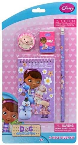 Doc McStuffins 4 Piece Personalized Study Kit/Stationery Set (Memo pad, Eraser, Pencil, Sharpener)