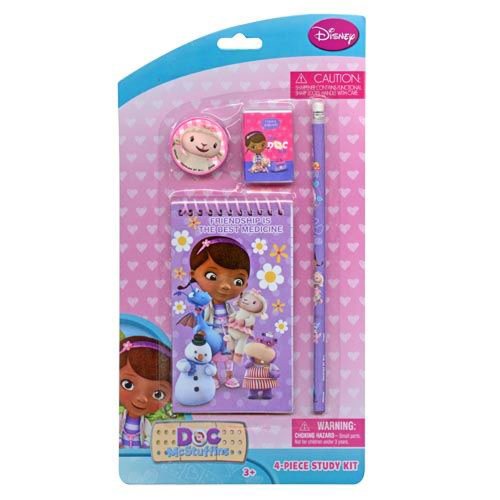 Doc McStuffins 4 Piece Personalized Study Kit/Stationery Set (Memo pad, Eraser, Pencil, Sharpener)