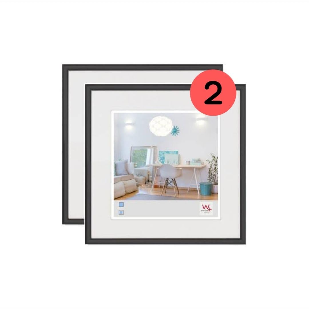 walther Design Picture Frame Black 30 x 30 cm Twin Pack, New Lifestyle Plastic Frame KV330BD