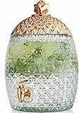 Glass Pineapple Large Drink Beverage Dispenser with Easy Push Spigot (1.75 Gallons) (Gold)