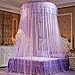 Guerbrilla Luxury Princess Pastoral Lace Bed Canopy Net Crib Luminous butterfly, Round Hoop Princess Girl Pastoral Lace Bed Canopy Mosquito Net Fit Crib Twin Full Queen Extra large Bed (purple)