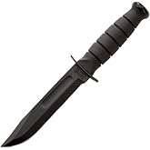 KA-BAR KB1256 SHORT BLACK STRAIGHT W/LEATHER SHEATH