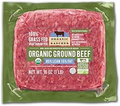 Organic Rancher, Organic Ground Beef 85% Lean/15% Fat, 100% Grass Fed & Grass Finished, USDA Organic, Pasture Raised Free Ran