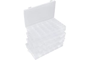 Hlotmeky Bead Organizer 36 Grids 4 Pack Clear Plastic Parts Organizer Box 3600 Tackle Box Craft Storage Compartment Divided Container