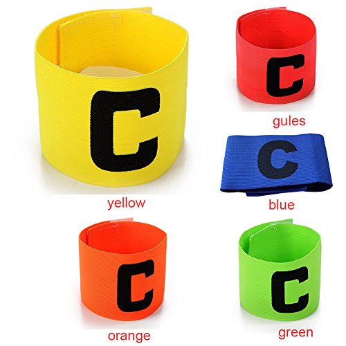 Football Soccer Elastic Captain Armband Basketball Adjustable Player Bands For Adults (Yellow)