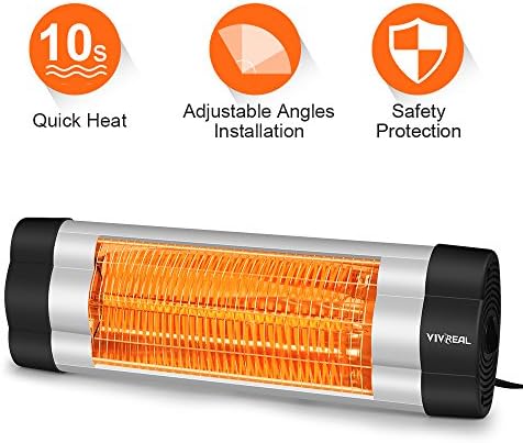 Wall Mounted Heater - 1500W Infrared Heater with Carbon Fiber Tube &amp; Adjustable Thermostat Control, Easy To Install In Different Angles Infrared Patio Heater for Home Office Workshop Garage Indoor Use