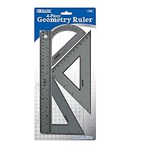 Bazic Geometry Ruler Triangle Protractor Combination, Set of 4 Pieces