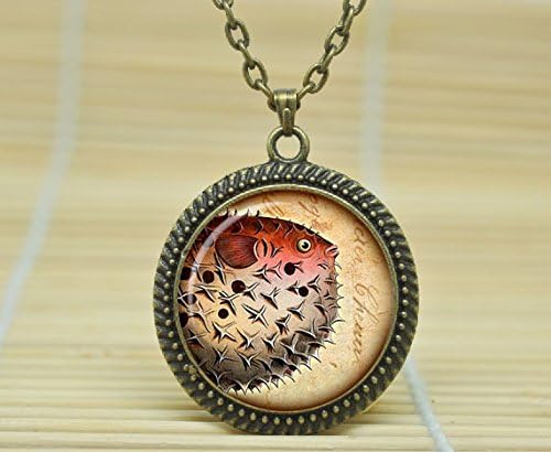 Fashion Jewelry Fish Pendant Fish Jewelry Fish Necklace Vintage Style Sea Life Jewelry Glass Cabochon Necklace A2014