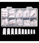 AORAEM White Nail Tips,500Pcs French Tip Press on Fake Nails Half Square False Nails for Acrylic ...