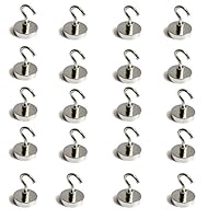 Ufunny Magnetics Neodymium Hooks,Refrigerator Pull Power Neodymium Magnets Hook, Magnetic Coat Hook-20 Pack