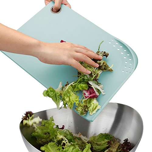 PortoFino Cut & Drain Cutting Board - Chopping Board | 22 Draining Eyelets | Non-Slip Silicone Feet | Hanging Loop | Light Weight & Durable | Food Grade Plastic | BPA Free | Kitchen Prep Accessories - Thumbnail 7