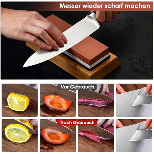 Shan Zu Sharpening Stone 2-in-1 Whetstone Grindstone for Professional Sharp Knife, Grit 1000/6000 with Non-slip Silicone Holder