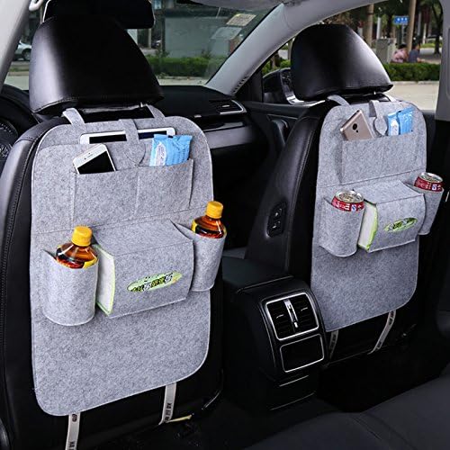Car Back Seat Organiser Multi-Pocket Travel Storag Car Seat Back Bag Car Accessories (Light gray(2PC))