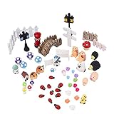eBoot Garden Miniatures Ornaments Kit for DIY Fairy Garden Dollhouse Decoration, 56 Pieces