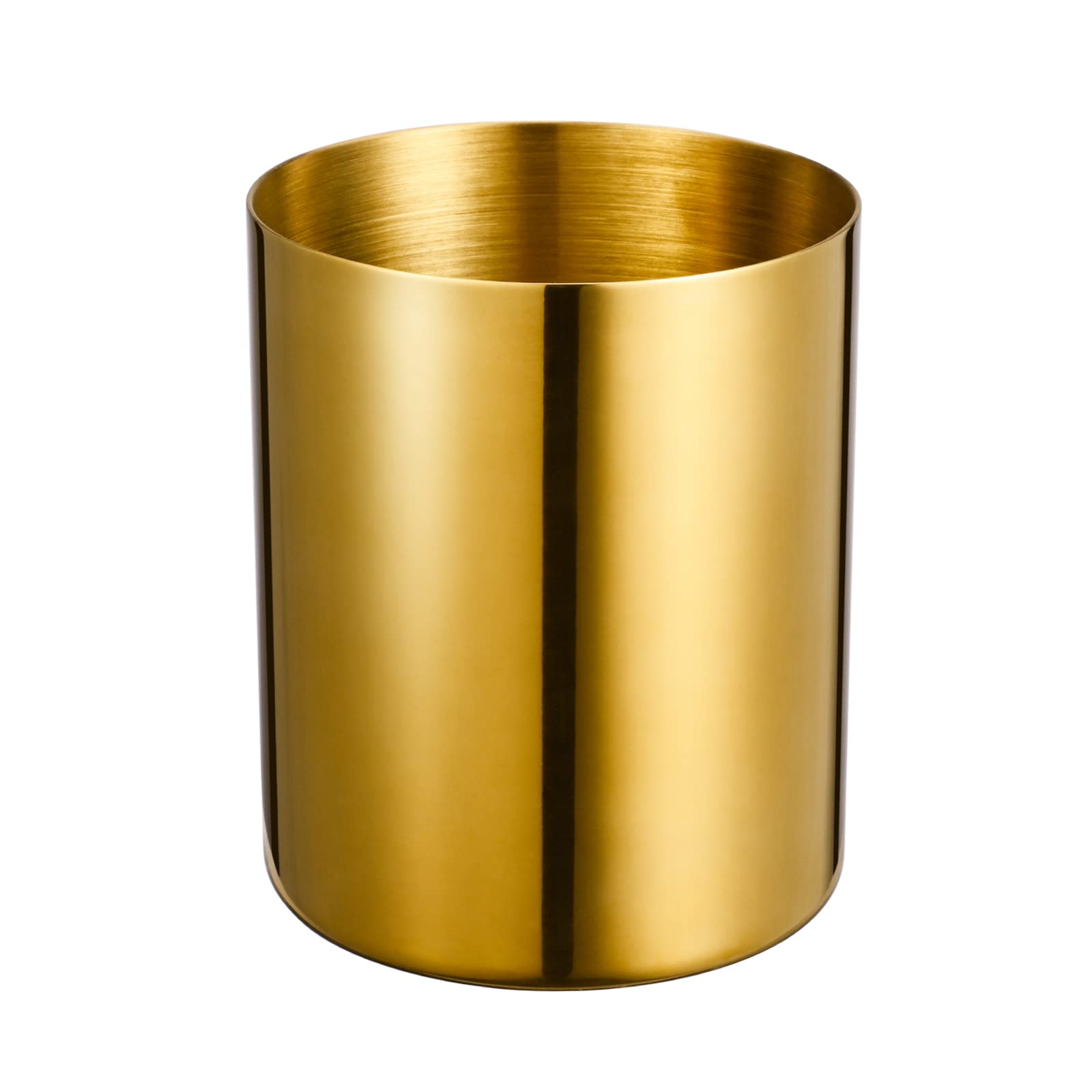 Lidwot Golden 304 Stainless Steel Pen Holder – Vacuum Coated and Fade-Resistant Round Nordic Style Metal Cup for Desk, Stationery, Kitchen Tools and Makeup Brushes Storage