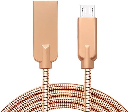 VANCUS Micro Usb Cable 3ft Stainless Steel Spring Cord Charge &amp; Sync 2 in 1 for Samsung Galaxy S7 S6 Edge S4 Note 5 4, Nexus, LG,and More Android Devices (Rose Gold)