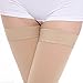 Women's Medical Thigh High Open Toe Compression Stockings With Silicone Band Graduated Firm Support 20-30mmHg 15-20mmhg-Moderate Toeless Thigh High Compression Stockings For Veins,Edema (L, Beige)