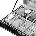 PENGKE 8 Slots Mens Watch Organizer and Jewelry Rings Storage Case with Lock and Keys,PU Leather Watch Case Organizer with Jewelry Drawer,Black Pack of 1