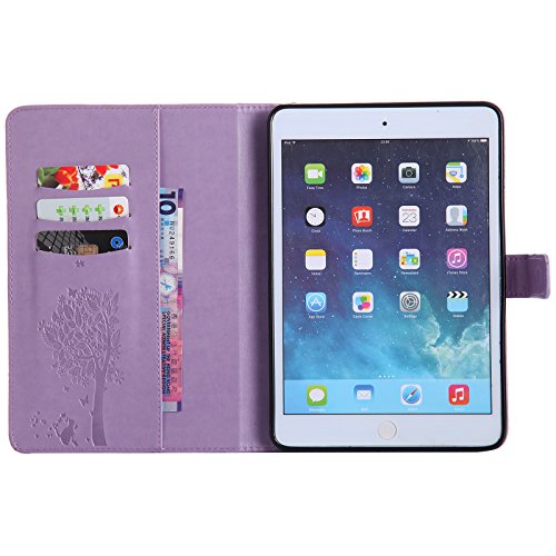 iPad Mini 2 Mini 3 Case, LittleMax(TM) Lightweight PU Leather Flip Stand Embossed Cat & Tree Case Smart Cover with Auto Wake/Sleep for Apple iPad Mini 3/2/1 [One Free Stylus Pen]-#2 Purple - Thumbnail 7