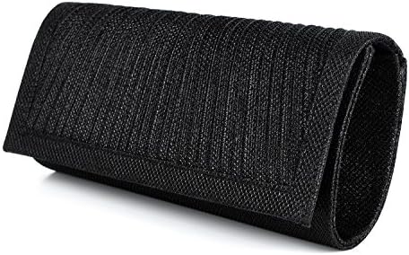 Womens Black Evening Bag Hard Clutch Puse with Chain(Black)
