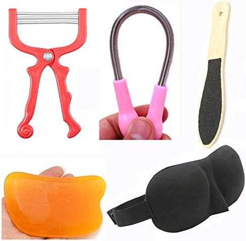 Beauty Makeup Set Skin Care Tool Fine Hair Removal Roller Sleep Eyepatch Body Relaxation GuaSha Tool Foot Rasp Tool Set (Black+)