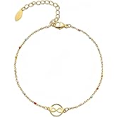 LOVWIAN 8 Infinity Bracelet ,S925 Silver 14K Gold Plated Bracelet with Enamel Beaded Chain,Rainbow Enamel Bead Bracelet,Hypoallergenic Bohemian Stackable Friendship Bracelet Birthday Jewelry Gift for Women