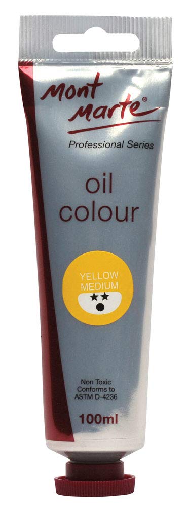 MONT MARTE Premium Oil Paint, 100ml (3.4oz), Yellow Medium, Good Coverage, Excellent Tinting Strength