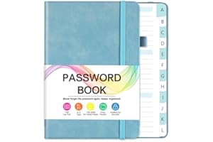 HOMLIVE Password Book, Password Keeper Book with Alphabetical Tabs, Password Books for Seniors, 5.3" X 7.7" Password Notebook for Saving Internet Login, Hardcover Password Organizer for Home and Work, Blue