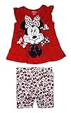 Disney Minnie Mouse Girl Ruffle Sleeve T Shirt & Capri Short Outfit - Red White
