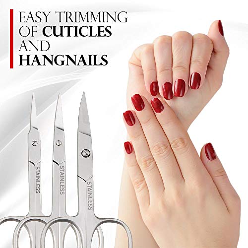 Titania Germany Stainless Steel Cuticle Nail Scissors - Surgical Grade Steel Sharp Curve Scissors - Easy Use Precision Cut for Finger & Toe Care Use