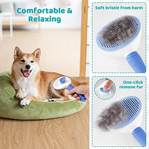 Odoland Quick Dry Towel for Dogs 3 in 1, Included Pet Grooming Brush, Dog Slicker Brush, Ultra Absorbent Microfiber Dog Towel, Pet Towel for Cat Dogs, Size for All Breeds Blue