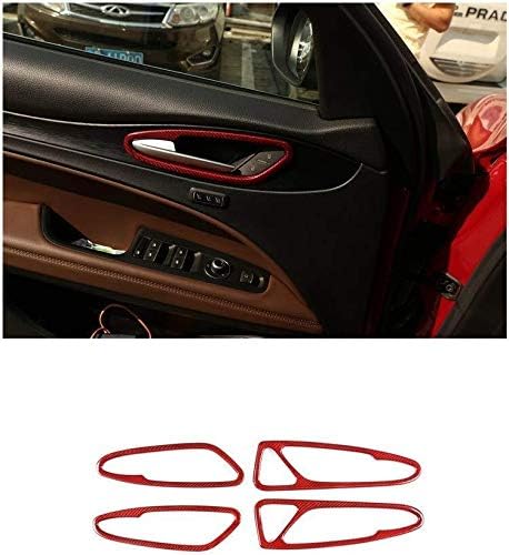 Lizib Alfa Romeo Stelvio 17 19 アルファロミオ ステルヴィオ カーインテリアドアハンドル装飾フレーム インナードアハンドルフレームトリム装飾 カーボンファイバー A おしゃれ アクセサリー レッド Color 4点セット 当店一番人気