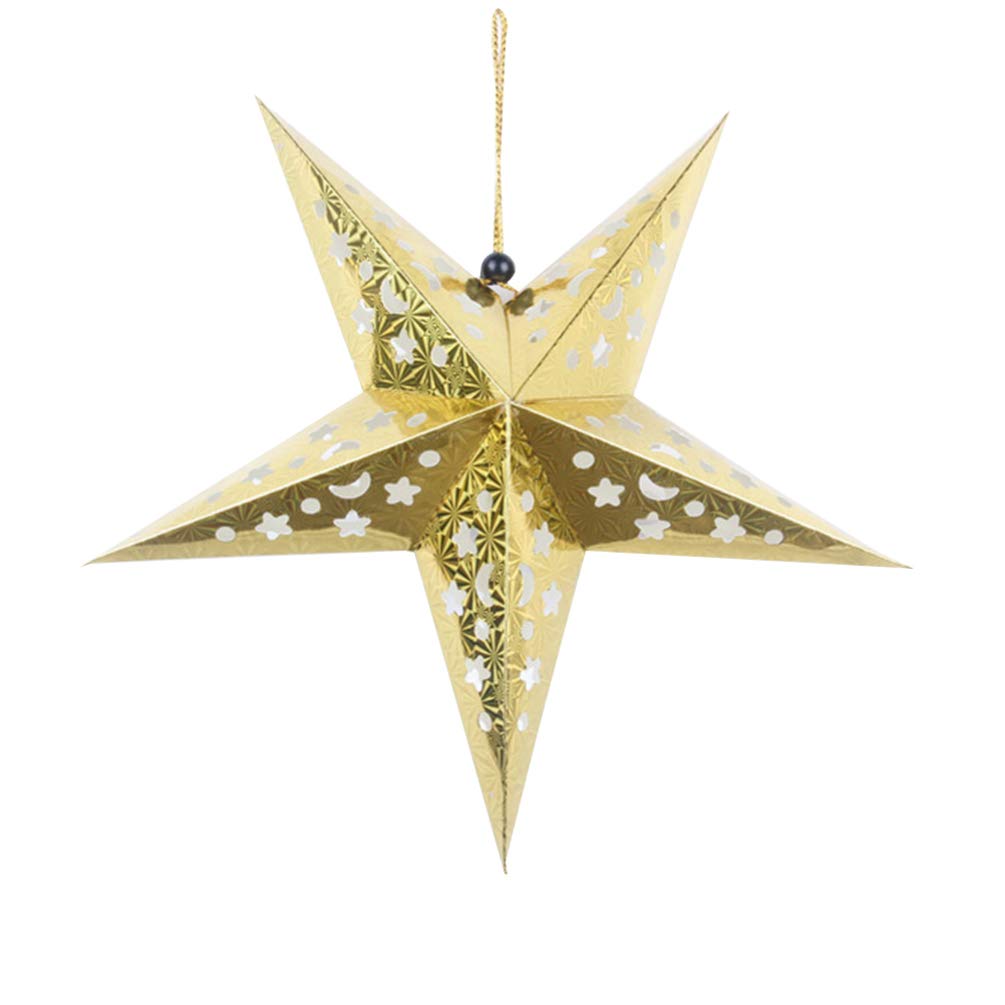 Golden Star Lanterns - Paper Star Lampshade Hanging Decorations for Home, Wedding, Christmas & Party - 45cm