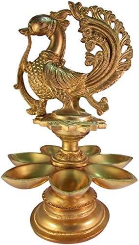 india4you Brass Peacock Lamp, 7.5" x 7.5" x 11"