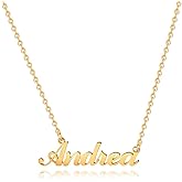Hidepoo Andrea Necklace - 18K Gold Plated Name Necklace Andrea for Women Jewelry