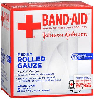 Band aid rolled gauze medium - 5 rolls, pack of 2