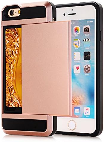 iPhone 6S Case, Wostyle Impact Resistant iPhone 6 Wallet Case Anti-scratch Protective Shell Shockproof Rubber Bumper Cover Card Slot Holder for iPhone 6,6S 4.7" (Rose Gold)