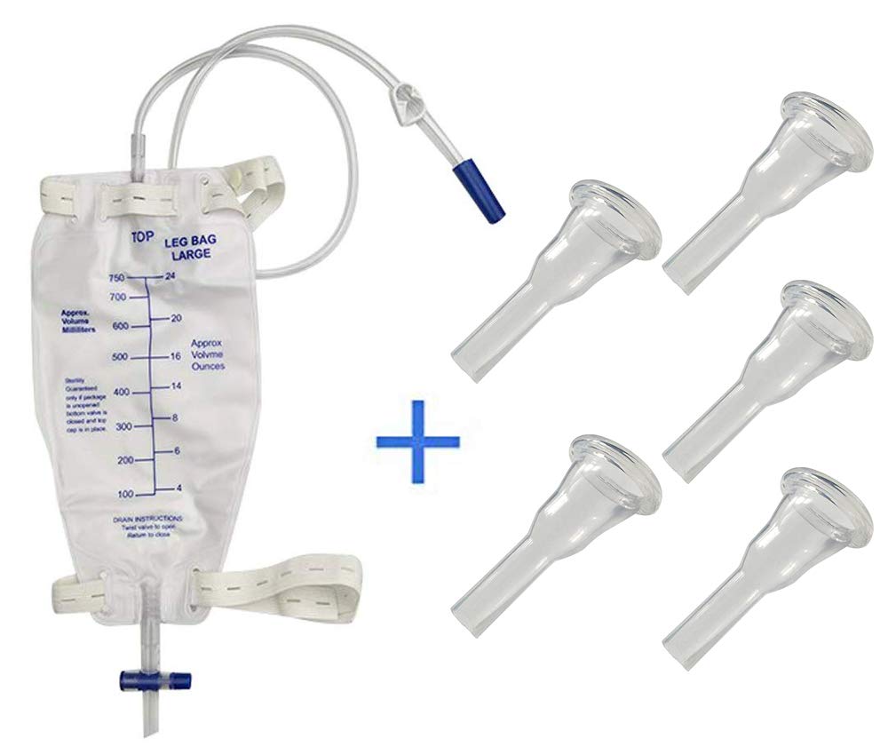 Male Urine Leg Bag Collector,5Condom Catheters SelfSeal 31mm