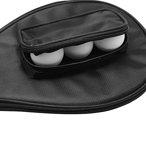 SelfTek Table Tennis Bat Bag Waterproof Ping Pong Paddle Bat Pouch with Ball Case