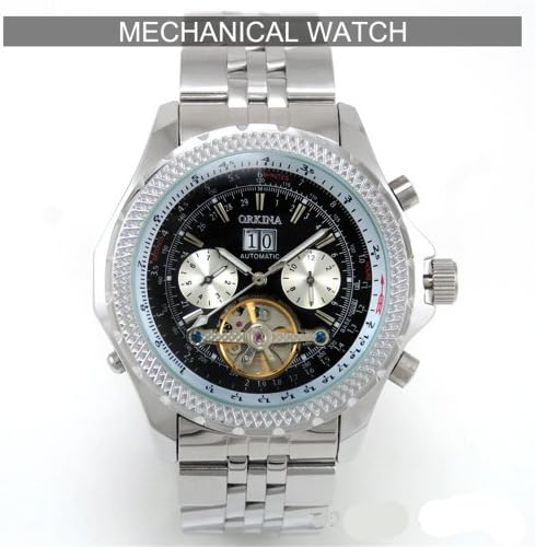 Automatic Watch for Man Tourbillon Multi-fonction Stainless Steel Band Bid Watches OKN102