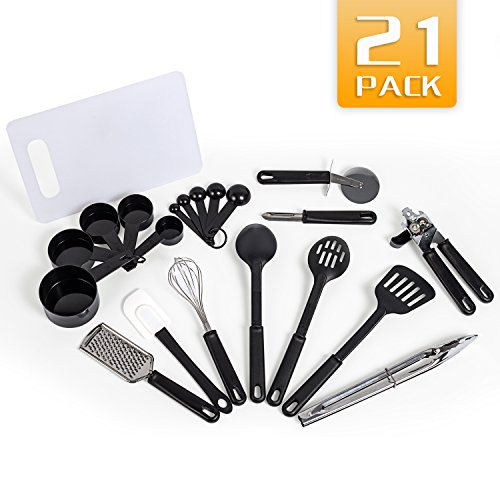 Kitchen Utensils Set - 21 Stainless Steel and Nylon Cooking Utensil Set - Nylon Utensils Spatula Set - Non-stick Heat Resistant Kitchen Cooking Utensils Cookware Set - Best Kitchen Tools and Gadgets