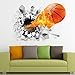 3D Basketball Wall Sticker Decal Living Room Bedroom Decor for Men Teenager Boy Kid Children Baby Room Nursery Wall Art Murals Wallpaper Poster