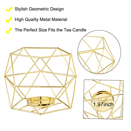 Geometric Gold Candle Holder, Tealight Candlestick Candle Holders Votive Candle Stand for Tables Centerpieces, Wedding Decor, Home Decoration
