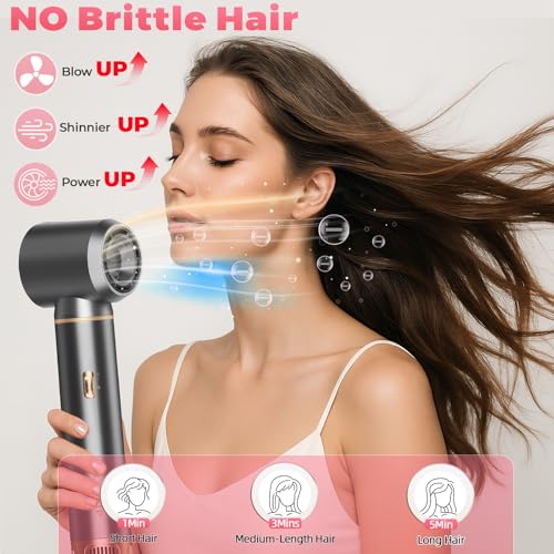 AVENHO 5 in 1 Hair Dryer Brush, Hot Air Brush with Detachable Heads, Straightener, Curling and Volumizer, Lightweight for Travel - Charcoal