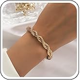 Xduargs Punk Rope Chain Bracelet Chunky Rope Link Chain Bracelet Vintage Thick Twist Link Chain Bracelet Bangle Bracelet Jewelry for Women