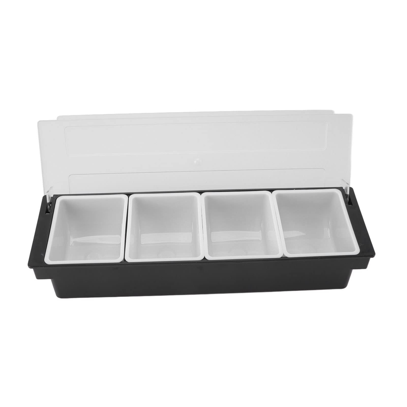 Ejoyous Bar Fruit Box, 4 or 6 Compartment Bar Condiment Tray Reusable Table Top Salad Cooler Plastic Pizza Ingredients Condiment Dispenser with Lid, for Garnish Cocktail Spices Storage