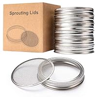 HENMI Sprouting Lids for Wide Mouth Mason Jars Canning Jar 304 Stainless Steel Sprouting Jar Lid Kit Sprout Germinator Set to Grow Your Own Organic Sprouts,6Pack(Jar not Included)