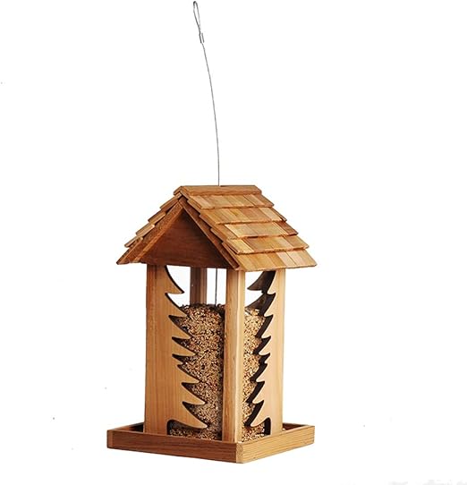QYQCX Comedero para Pájaros De Madera para Colgar Al Aire Libre